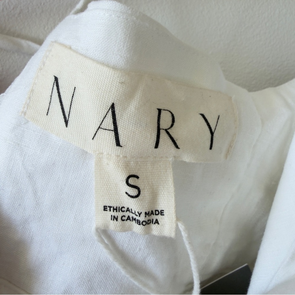 NARY Koh Kong White Linen Tie Strap Shirred Bandeau Top Size Small GARMENTORY - Picture 6 of 8